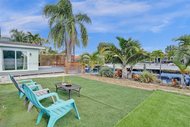 view of yard featuring a deck