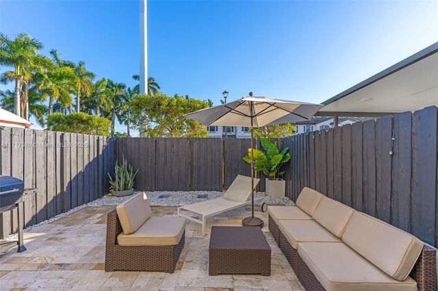 view of patio with an outdoor hangout area