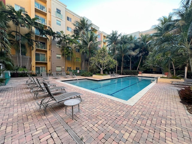 view of pool featuring a patio