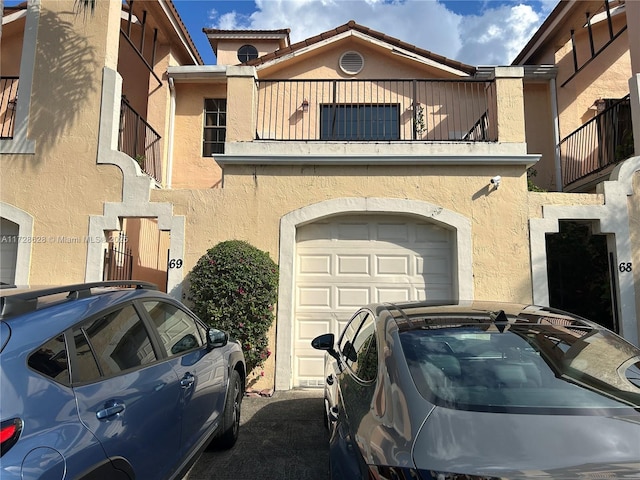 exterior space with a garage