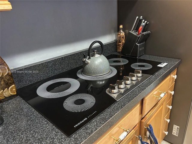 interior details with black cooktop