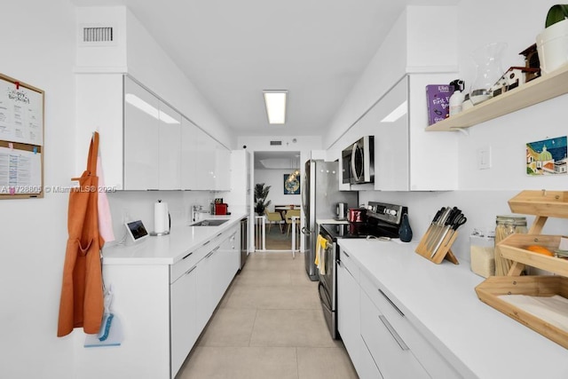 kitchen featuring sink, white cabinetry, and appliances with stainless steel finishes