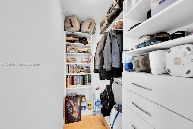 spacious closet with light wood-type flooring