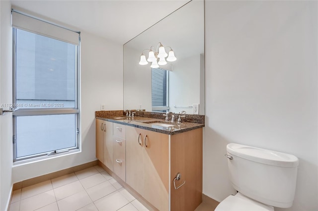 bathroom with tile patterned floors, vanity, and toilet