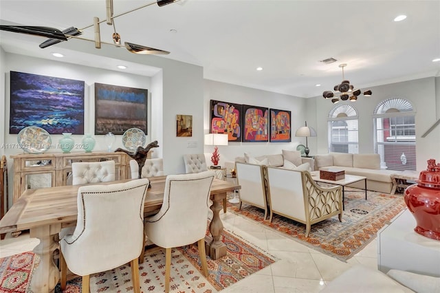 1033 NE 17th Way Unit 704, Fort Lauderdale, FL 33304 - tiled dining area featuring recessed lighting and a chandelier