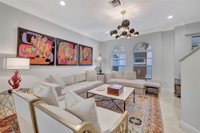 1033 NE 17th Way Unit 704, Fort Lauderdale, FL 33304 - living area with plenty of natural light, recessed lighting, and light tile patterned floors