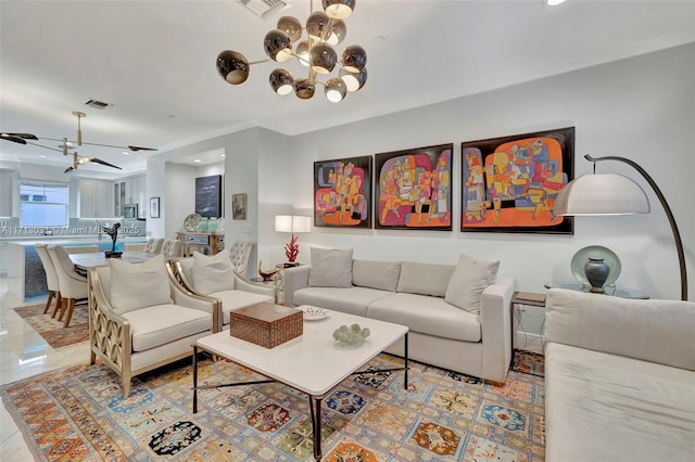 1033 NE 17th Way Unit 704, Fort Lauderdale, FL 33304 - living room with a chandelier
