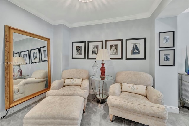 1033 NE 17th Way Unit 704, Fort Lauderdale, FL 33304 - sitting room featuring crown molding and carpet floors
