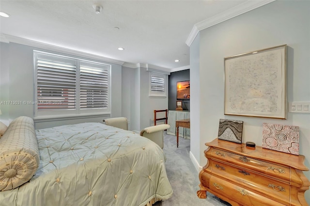 1033 NE 17th Way Unit 704, Fort Lauderdale, FL 33304 - carpeted bedroom featuring crown molding and recessed lighting