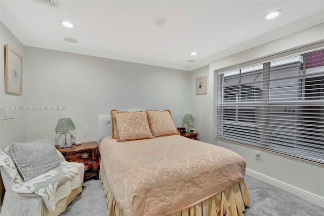 1033 NE 17th Way Unit 704, Fort Lauderdale, FL 33304 - bedroom featuring carpet flooring, recessed lighting, and ornamental molding