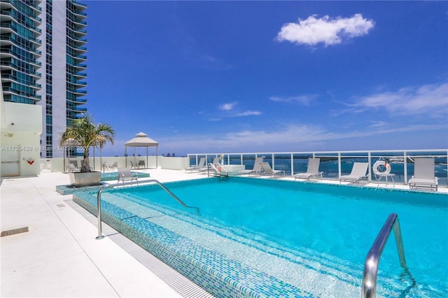 view of pool featuring a patio area