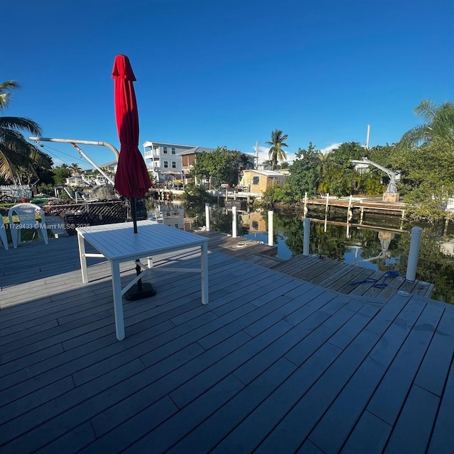 dock area featuring a water view