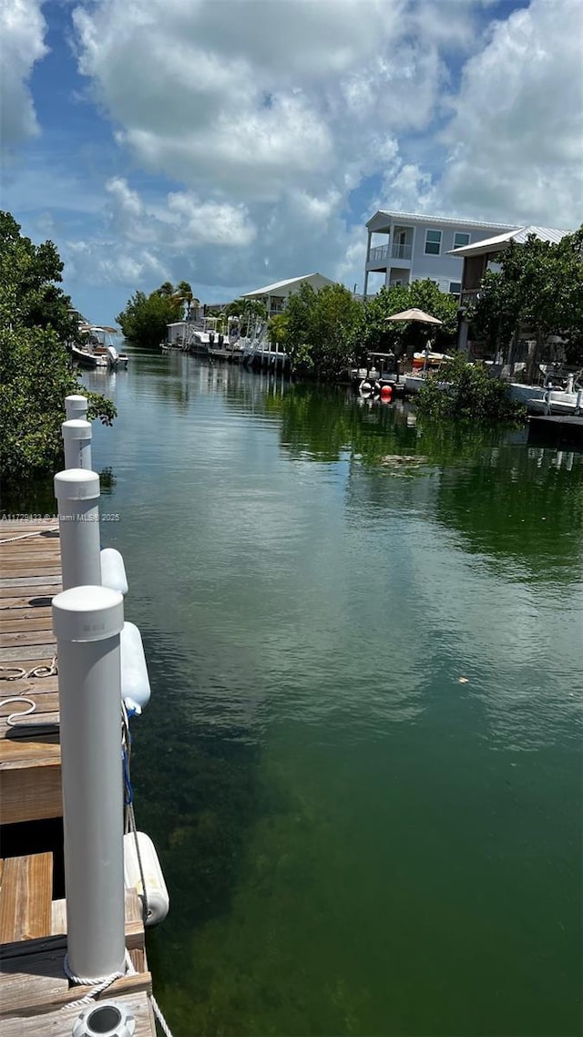 property view of water with a boat dock