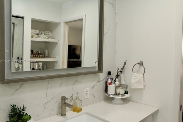 bar with decorative backsplash and sink