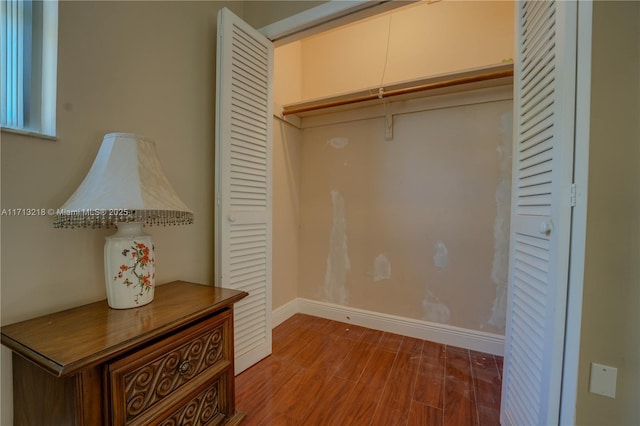 interior space with hardwood / wood-style floors