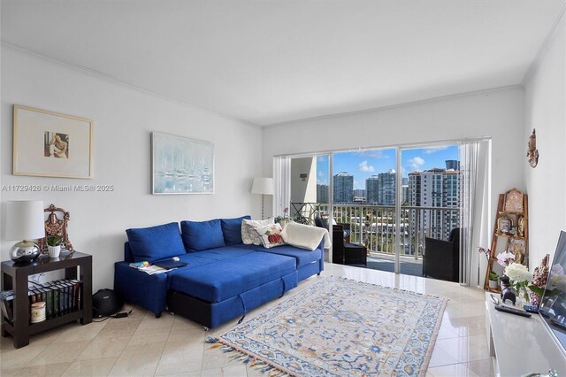 300 Bayview Dr Unit 1503, Sunny Isles Beach, FL 33160 - tiled living area featuring a skyline view