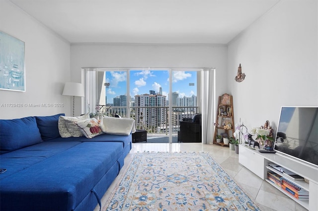 300 Bayview Dr Unit 1503, Sunny Isles Beach, FL 33160 - tiled living area featuring ornamental molding
