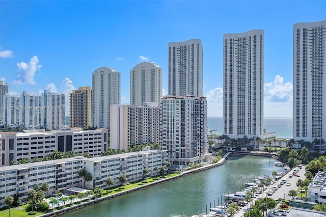 300 Bayview Dr Unit 1503, Sunny Isles Beach, FL 33160 - drone / aerial view of a nearby body of water and skyline