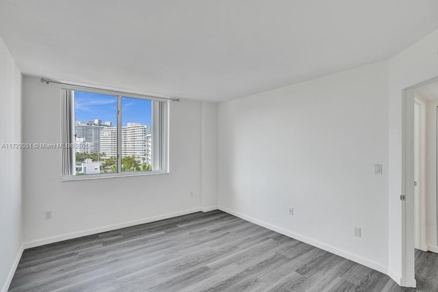 spare room featuring wood-type flooring