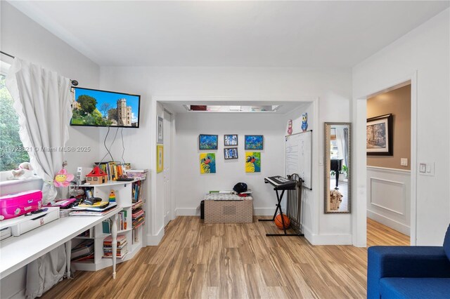 interior space with hardwood / wood-style flooring