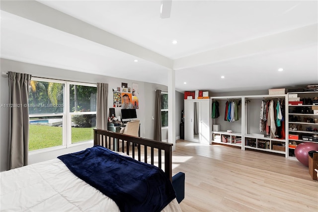 bedroom with light hardwood / wood-style flooring