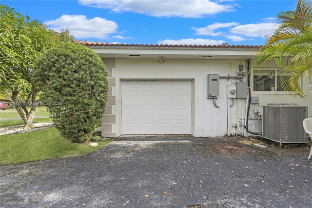 garage with central air condition unit