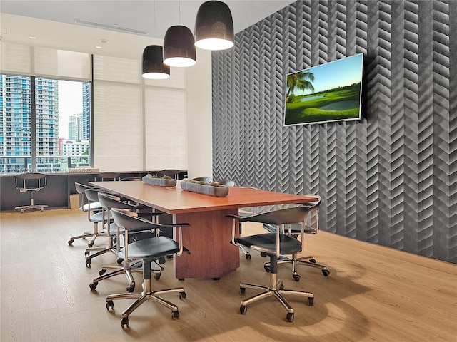 office featuring hardwood / wood-style floors