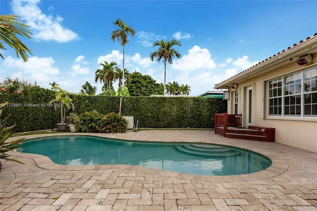 view of swimming pool with a patio