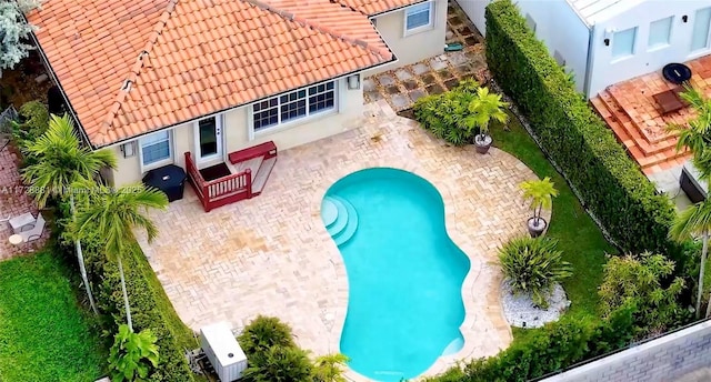 view of swimming pool with a patio area