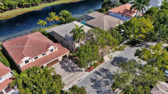 bird's eye view featuring a water view