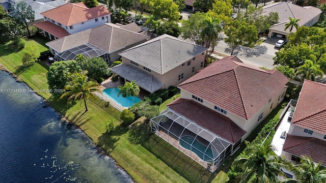 bird's eye view featuring a water view