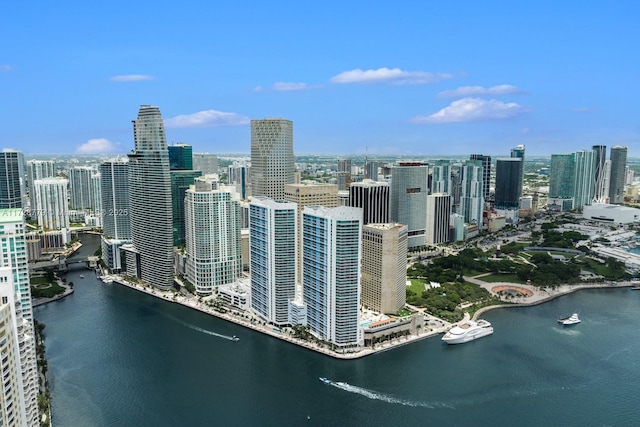 property's view of city with a water view