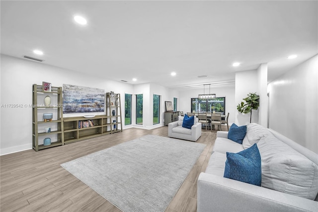 living room featuring light hardwood / wood-style floors