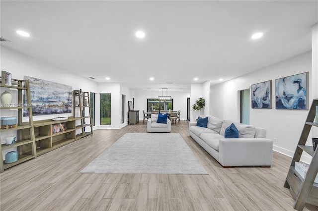 living room featuring light wood-type flooring