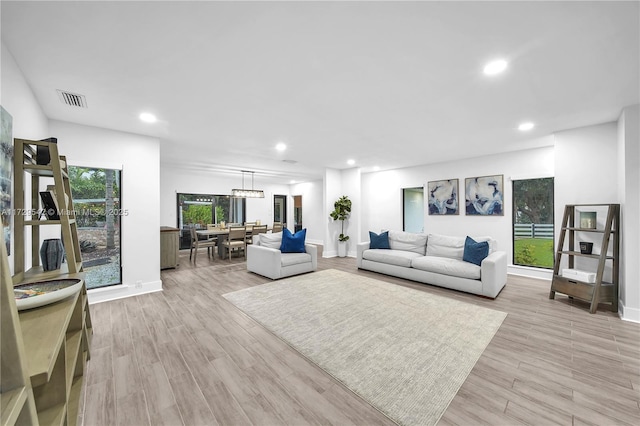 living room featuring light hardwood / wood-style floors