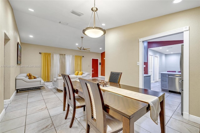 view of tiled dining room