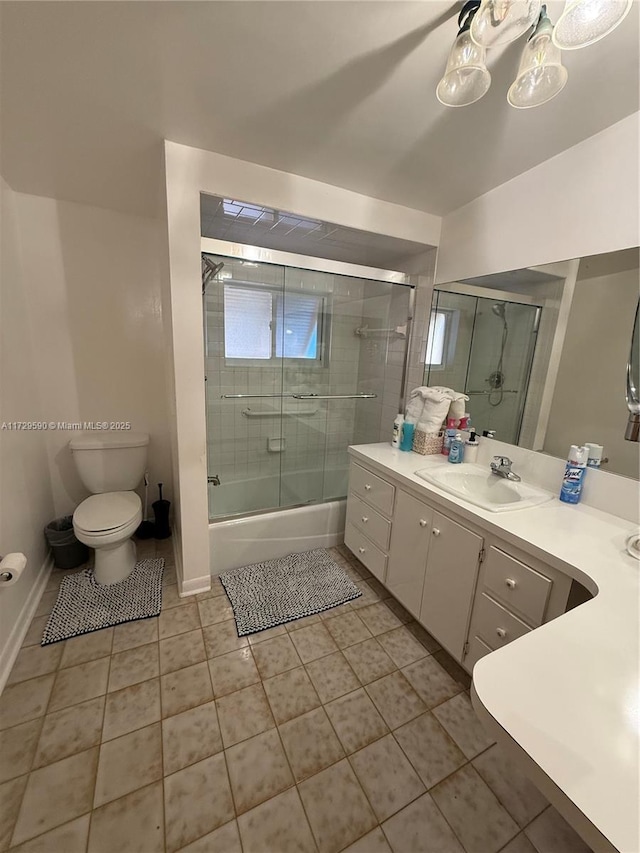 11845 SW 97th Ave, Miami, FL 33176 - full bathroom with enclosed tub / shower combo, vanity, toilet, and tile patterned flooring