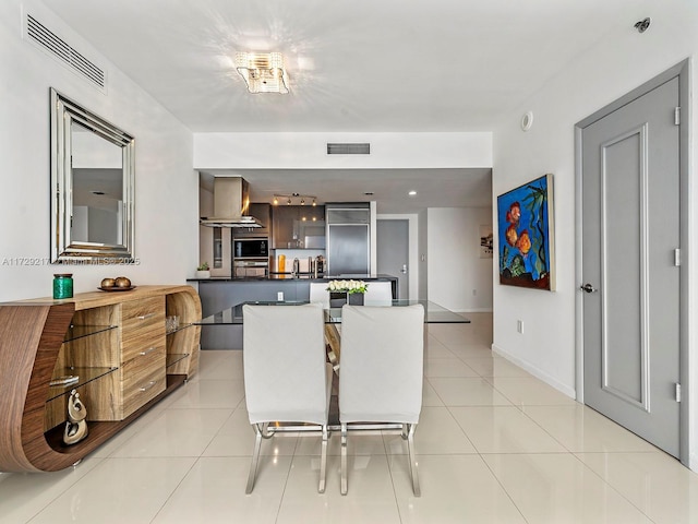 view of tiled dining area