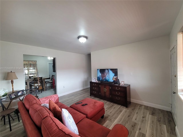 living room with light wood-type flooring