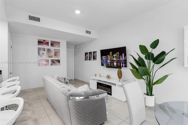 view of tiled living room