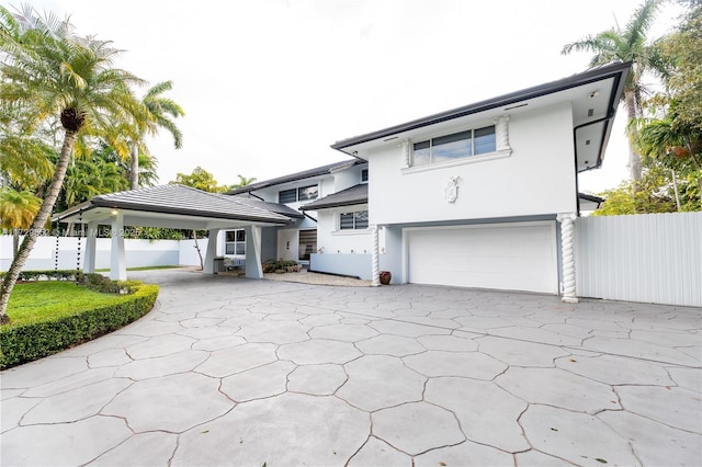 view of front of property with a garage