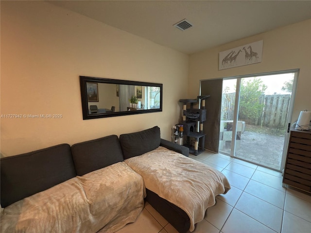 living room with light tile patterned floors