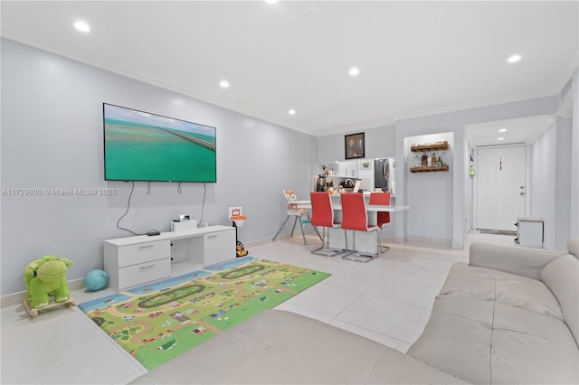 playroom with light tile patterned flooring