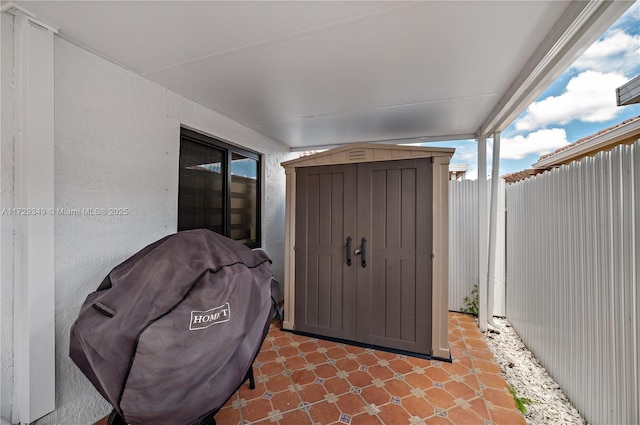 entrance to property with a patio area