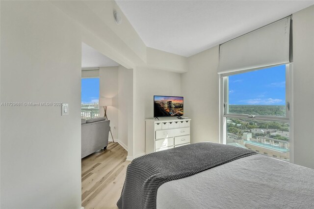 bedroom featuring light hardwood / wood-style flooring