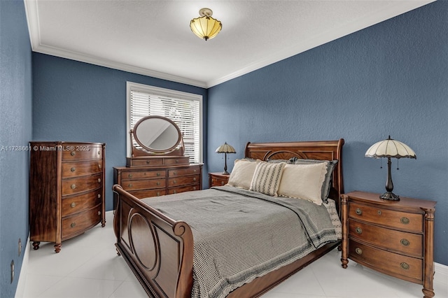 bedroom with ornamental molding