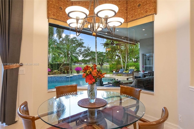 dining room featuring an inviting chandelier