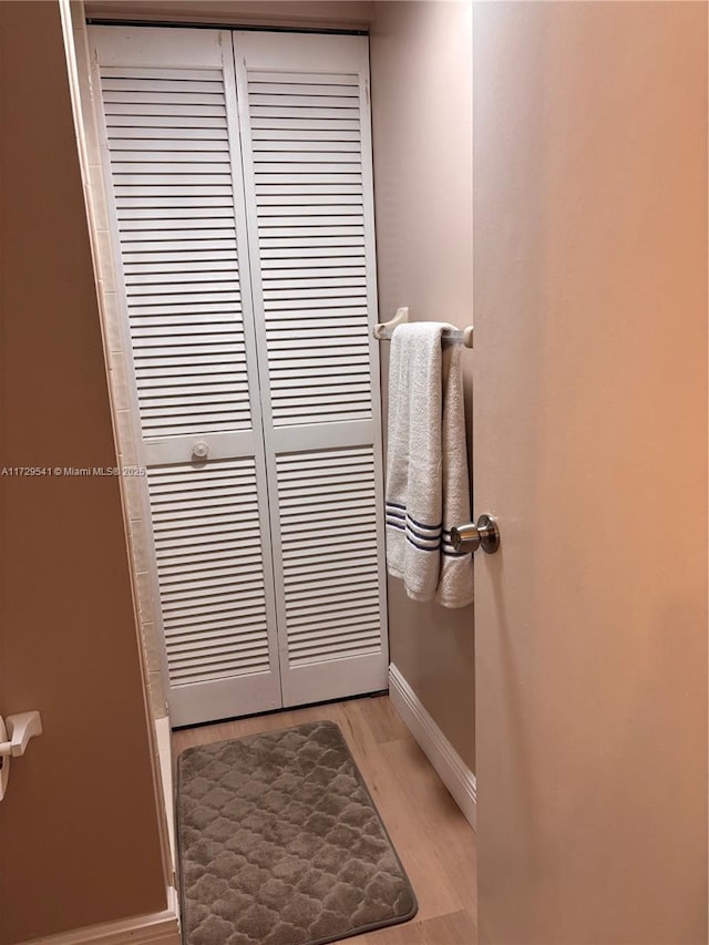 bathroom featuring hardwood / wood-style flooring