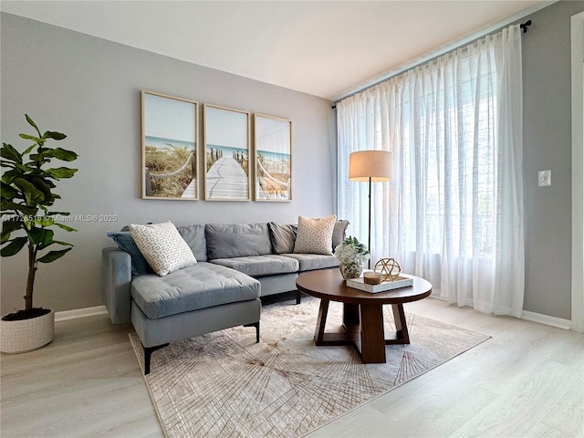 living room with light wood-type flooring