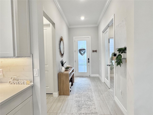 interior space featuring ornamental molding